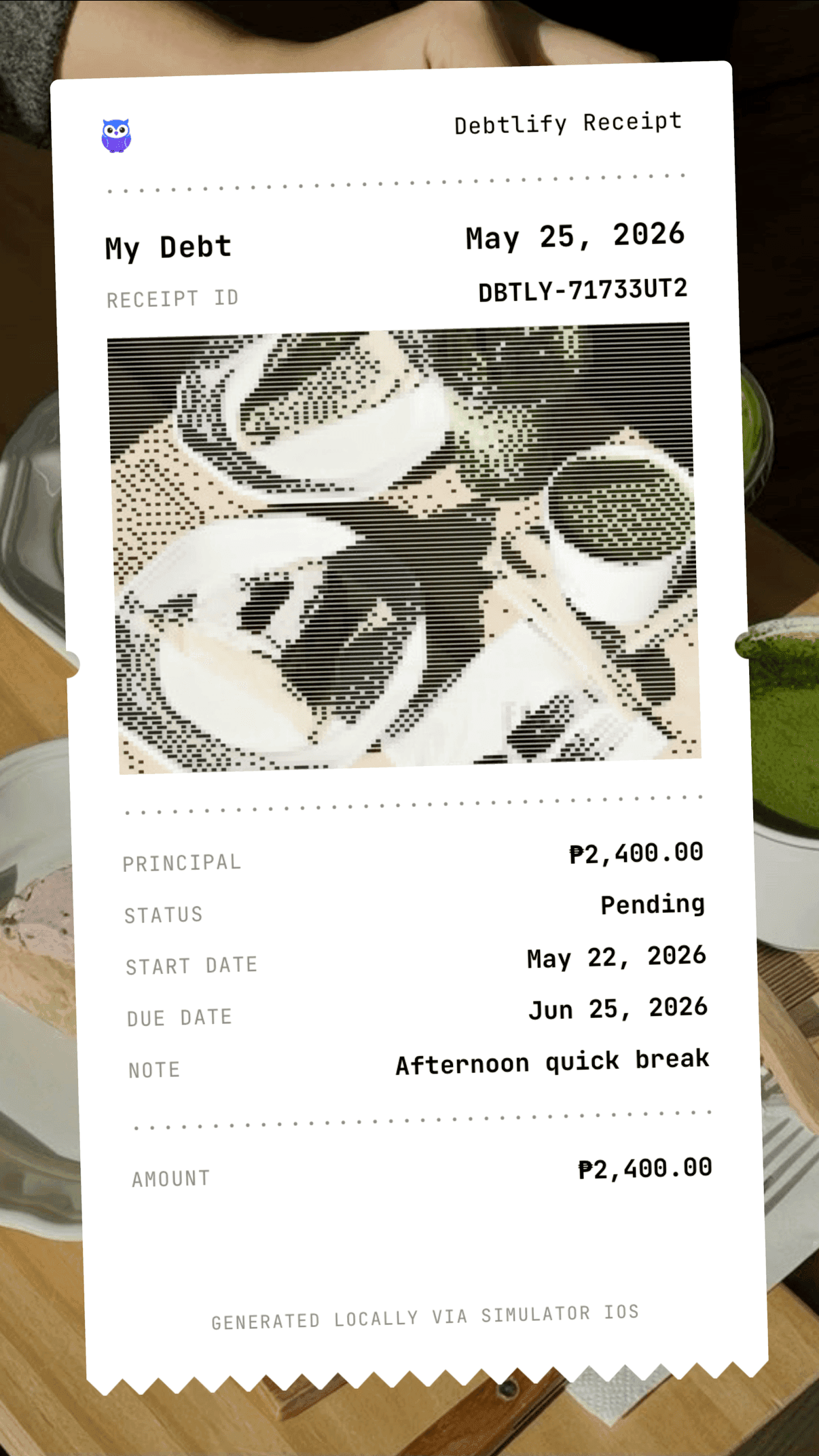 Photo bg receipt style