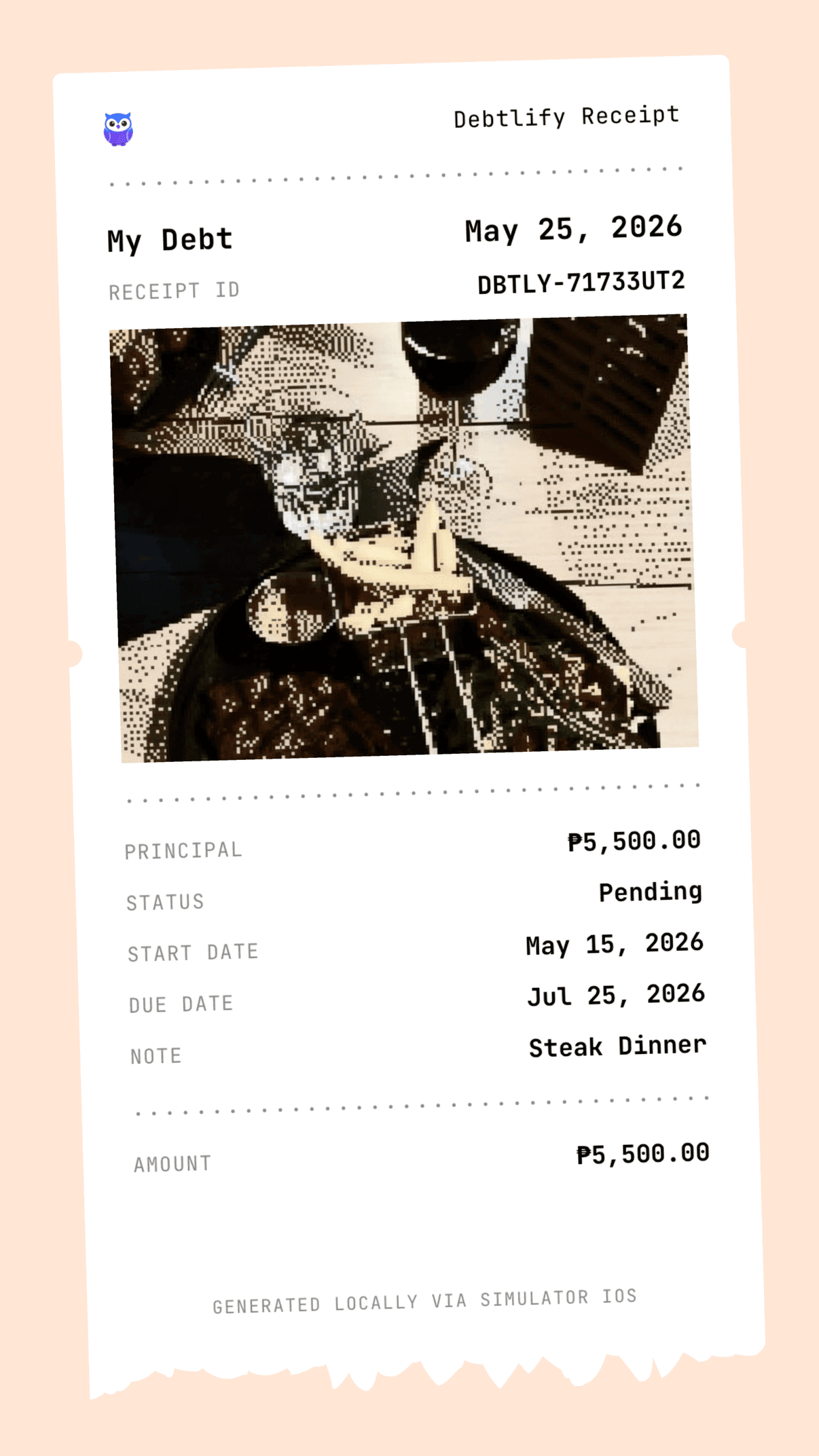 Soft vibe receipt style